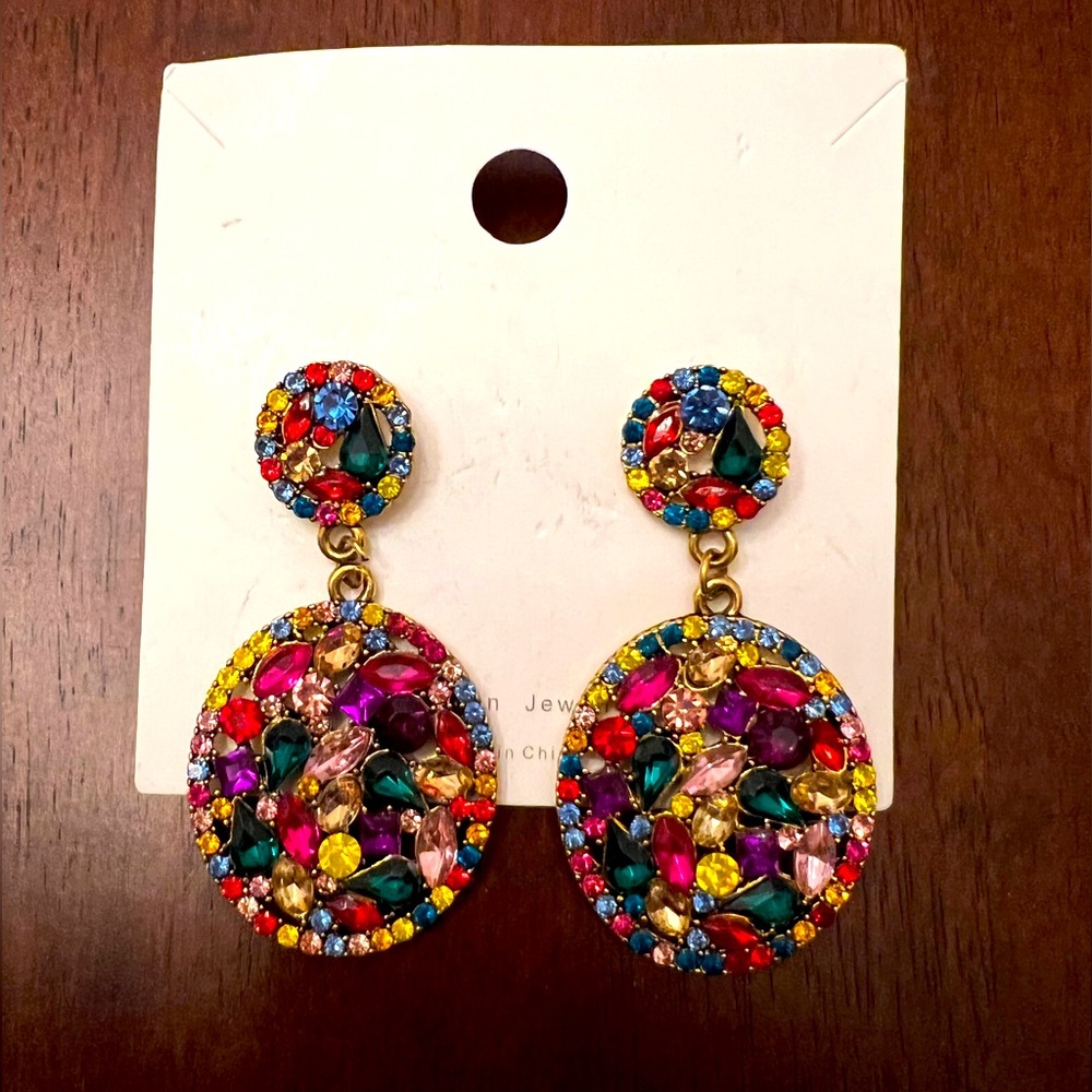 Multicolor Water Drop Statement Earrings